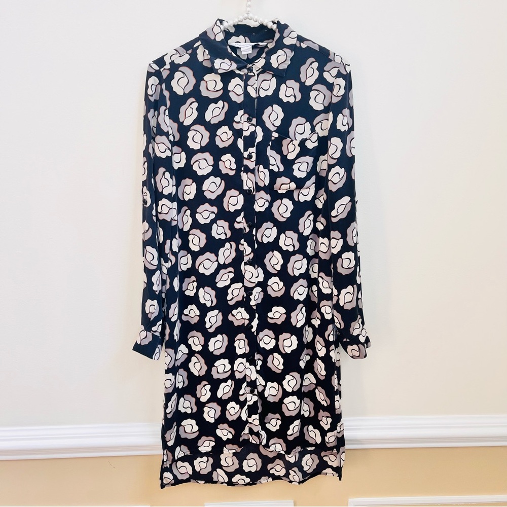 Silk DVF Diane Von Furstenberg Ballet Rose Long Sleeve Dress - Picture 1 of 8